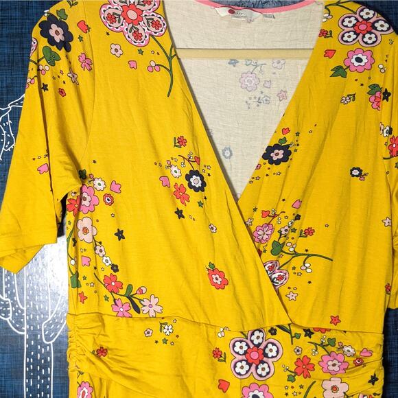 Boden Carrie Jersey Floral Midi Dress Yellow Multi Women's Size 10 Regular - Picture 4 of 7